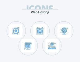 diseño de iconos de paquete de iconos azules de alojamiento web 5. apoderado. hospedaje fijación. alojamiento web base de datos vector