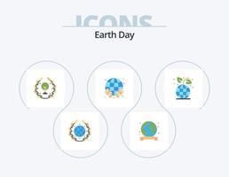 paquete de iconos planos del día de la tierra 5 diseño de iconos. ecología. seguro. tierra. mundo. tierra vector