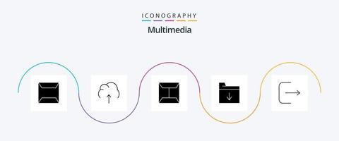 paquete de iconos de glifos multimedia 5 que incluye . multimedia. sobre. cerrar sesión. carpeta vector