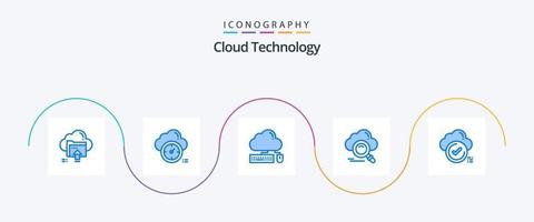 paquete de iconos azul 5 de tecnología en la nube que incluye en línea. buscar. nube. nube. nube vector