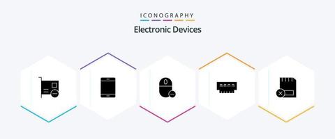 Devices 25 Glyph icon pack including gadget. computers. hardware. remove. hardware vector