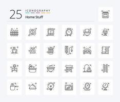 Home Stuff 25 Line icon pack including cream. closet. watch. clock vector