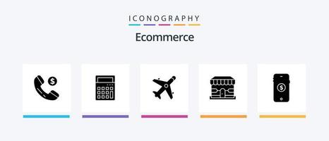 Ecommerce Glyph 5 Icon Pack Including shopping. ecommerce. market. store. shop. Creative Icons Design vector