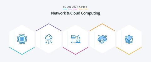 Network And Cloud Computing 25 Blue icon pack including globe. technology. technology. power. transfer vector