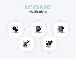 paquete de iconos de glifo de notificaciones 5 diseño de iconos. aviso. libro. notificación. notificar. archivo vector