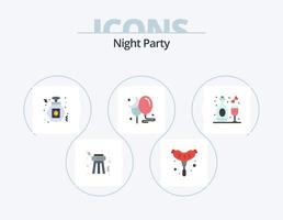 Night Party Flat Icon Pack 5 Icon Design. wine. disco. night. celebration. night vector