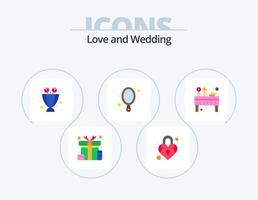 paquete de iconos planos de boda 5 diseño de iconos. cena. banquete. ramo. espejo. muebles vector