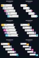 plantilla de diapositiva de presentación del paquete de infografías vectoriales 6 diagramas de ciclo de 5 pasos y líneas de tiempo vector