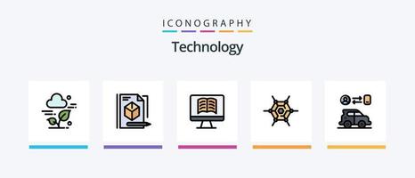 Technology Line Filled 5 Icon Pack Including quad copter. drone. map. technology. decentralized. Creative Icons Design vector