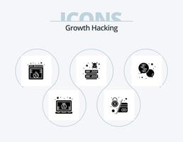 Hacking Glyph Icon Pack 5 Icon Design. virus. network. data. database. website vector