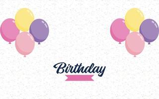 Happy Birthday lettering text banner with balloon Background vector