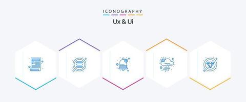 Ux And Ui 25 Blue icon pack including quality. weather. alarm. tool. app vector