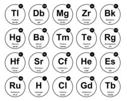 diseño de paquete de iconos de 20 tablas preiodicas de los elementos vector