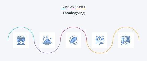 paquete de iconos azul 5 de acción de gracias que incluye la cosecha. acción de gracias. dia de gracias mensaje. cereza vector