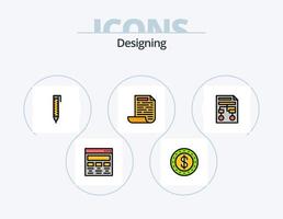 diseño de línea llena de icono paquete 5 diseño de icono. diseño. computadora. estante. diseño. bolígrafo vector