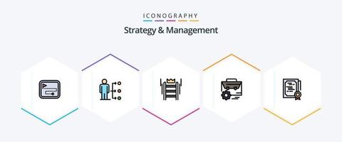 Strategy And Management 25 FilledLine icon pack including engineer. gear. male. bag. tool vector