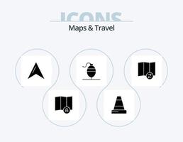 mapas y paquete de iconos de glifos de viaje 5 diseño de iconos. . . puntero. sincronizar. mapa vector