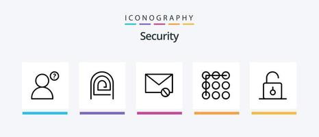 Security Line 5 Icon Pack Including message. envelope. padlock. warning. alert. Creative Icons Design vector