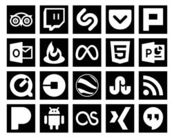 Paquete de 20 íconos de redes sociales que incluye stumbleupon driver meta car quicktime vector