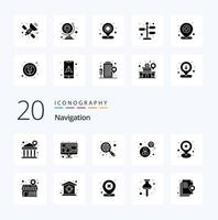 20 Navigation Solid Glyph icon Pack like favorite user monitor man search vector