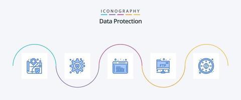 Data Protection Blue 5 Icon Pack Including data. privacy. programming. gdpr. folder vector