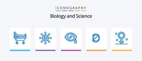 paquete de iconos de biología azul 5 que incluye atención médica. biología. gotas. ciencia. laboratorio. diseño de iconos creativos vector