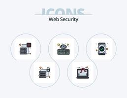 paquete de iconos lleno de línea de seguridad web 5 diseño de iconos. computadora. móvil. alerta. controlar. aplicación vector