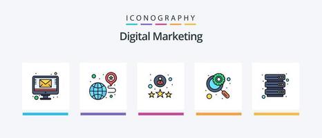 Digital Marketing Line Filled 5 Icon Pack Including reward. software. glass. crm software. app. Creative Icons Design vector