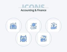 Contabilidad y finanzas paquete de iconos azul 5 diseño de iconos. ganancia. dinero. dinero. mano. finanzas vector