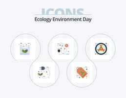 Ecology Flat Icon Pack 5 Icon Design. eco. electrical plug. tag. ecology. shopping vector