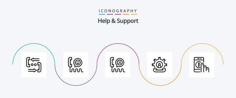 Help And Support Line 5 Icon Pack Including contact. click. phone. process. help vector