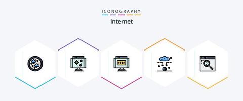 paquete de iconos de línea completa de Internet 25 que incluye Internet. Wifi. dominio. señal. antena vector