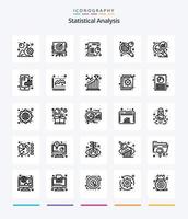 Creative Statistical Analysis 25 OutLine icon pack  Such As data analyzing. data analytics. target. chart analysis. pie vector