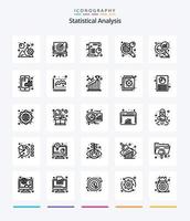 análisis estadístico creativo 25 paquete de iconos de esquema, como el análisis de datos. análisis de datos objetivo. análisis de gráficos. tarta vector