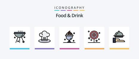 Food And Drink Line Filled 5 Icon Pack Including restaurant. cooking. milk. boiling. food. Creative Icons Design vector