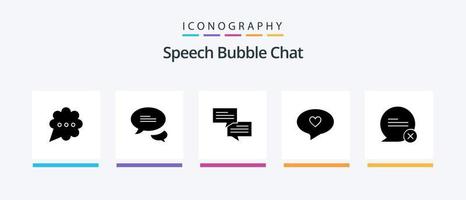 Chat Glyph 5 Icon Pack Including . interaction. message. cross. chat. Creative Icons Design vector