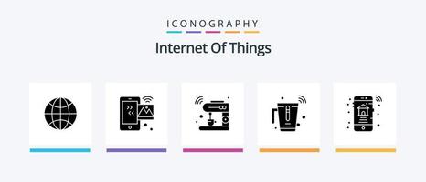 Internet Of Things Glyph 5 Icon Pack Including wifi. juice. wifi. blender. machine. Creative Icons Design vector