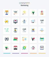 marketing creativo 25 paquete de iconos planos como arriba. cohete. mano. clasificar. filtrar vector