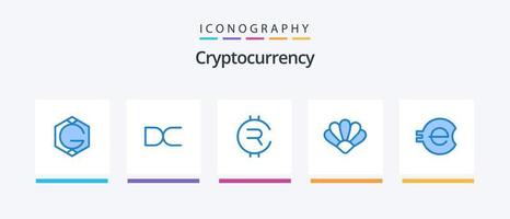 paquete de iconos de criptomoneda azul 5 que incluye moneda. moneda criptográfica. rubycoin. cripto. almejas. diseño de iconos creativos vector
