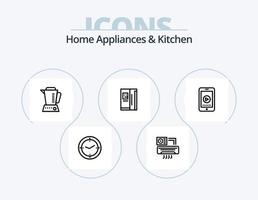 electrodomésticos y línea de cocina icon pack 5 diseño de iconos. secadora. hierro. estación de juegos. hogar. habitación vector