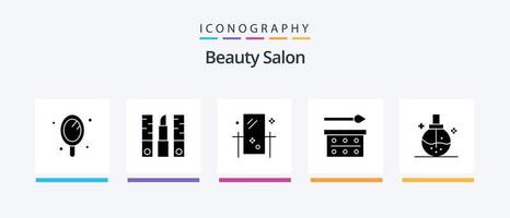 Beauty Salon Glyph 5 Icon Pack Including eye shadow. eye paint. makeup. eye makeup. mirror. Creative Icons Design vector