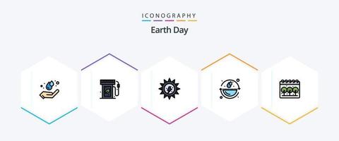 Earth Day 25 FilledLine icon pack including calender. environmental protection. earth day. environment. earth day vector