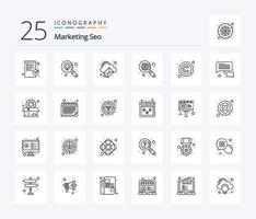 marketing seo paquete de iconos de 25 líneas que incluye licencia. derechos de autor. informática. Copiar. web vector