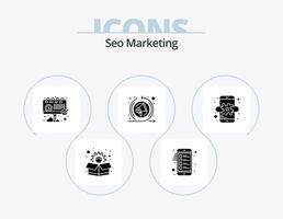 Seo Marketing Glyph Icon Pack 5 Icon Design. mobile. marketing. billboard. hash tag. remarketing vector