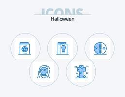 paquete de iconos azul de halloween 5 diseño de iconos. fantasía. libro. tumba. aprendiendo. Víspera de Todos los Santos vector