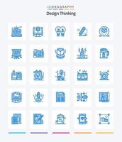 Creative Design Thinking 25 Blue icon pack  Such As painting. pencil. computer. light. solution vector