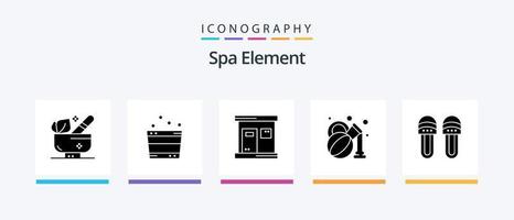 Spa Element Glyph 5 Icon Pack Including footwear. clothes. hot. spa. olive. Creative Icons Design vector