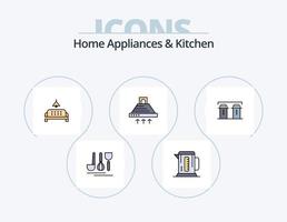 Home Appliances And Kitchen Line Filled Icon Pack 5 Icon Design. presentation. home. hotel. travel. hotel vector