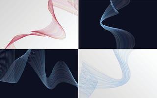 Create a professional aesthetic with this set of 4 vector line backgrounds