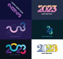 gran conjunto de 2023 feliz año nuevo diseño de texto de logotipo plantilla de diseño de número 2023 vector